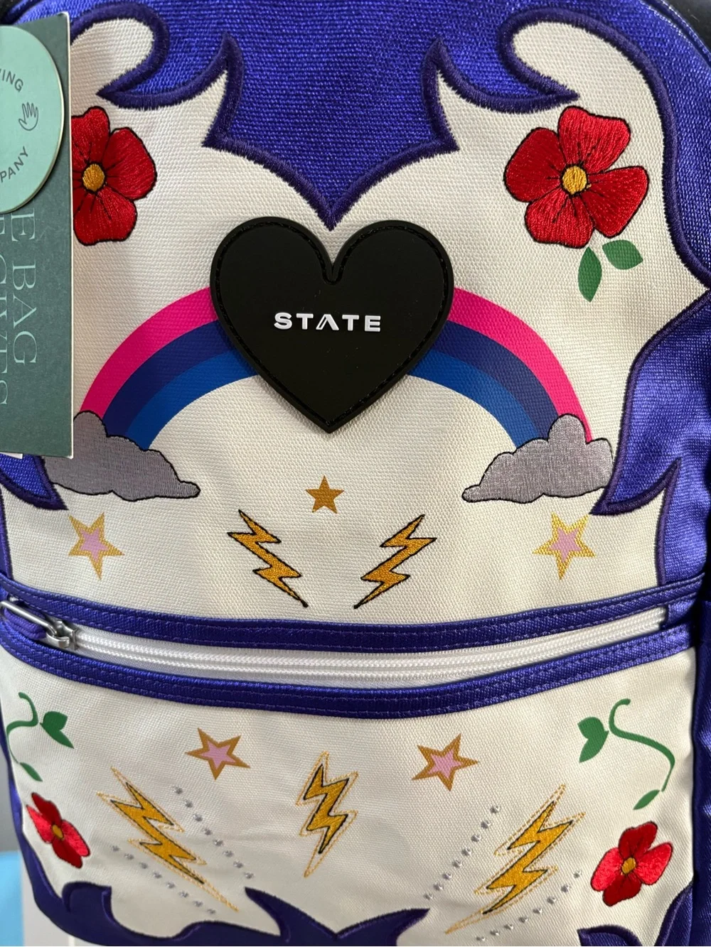 NWT STATE Purple Metallic Kane Kids Travel Cowgirl